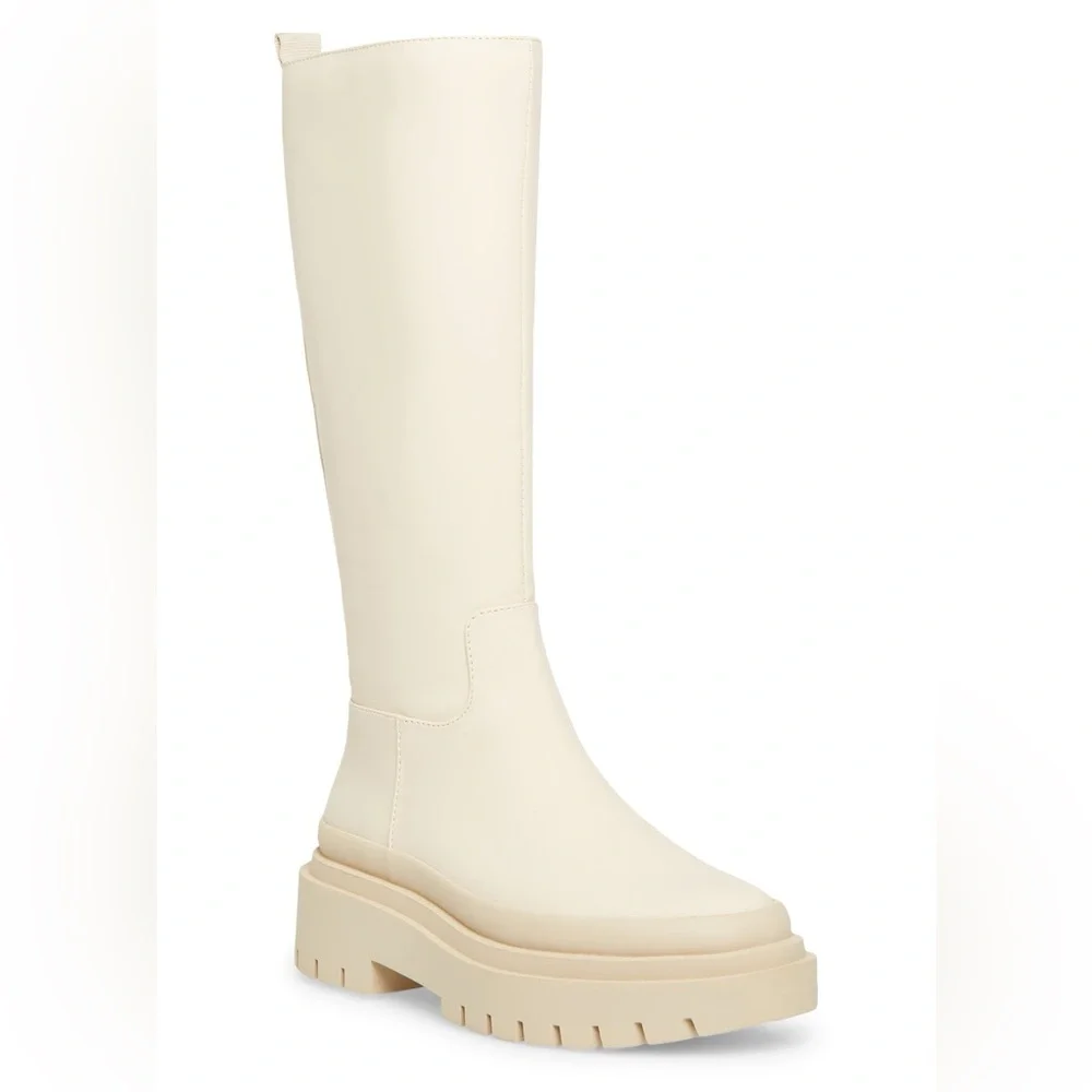 STEVE MADDEN Macall Platform Women’s Knee-High Mid Calf Boot in Bone size 7.5